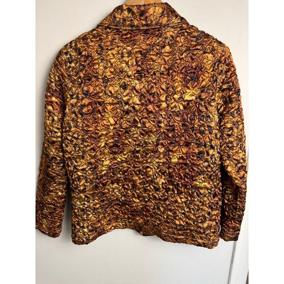 Vintage Once Again Blazer Womens M textured Quilted Tapestry Gold Brown Button - Picture 5 of 9